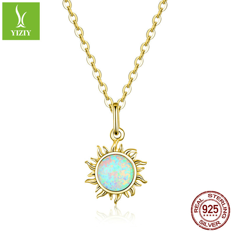 Collar de Plata S925 para Mujer con Colgante de Ópalo