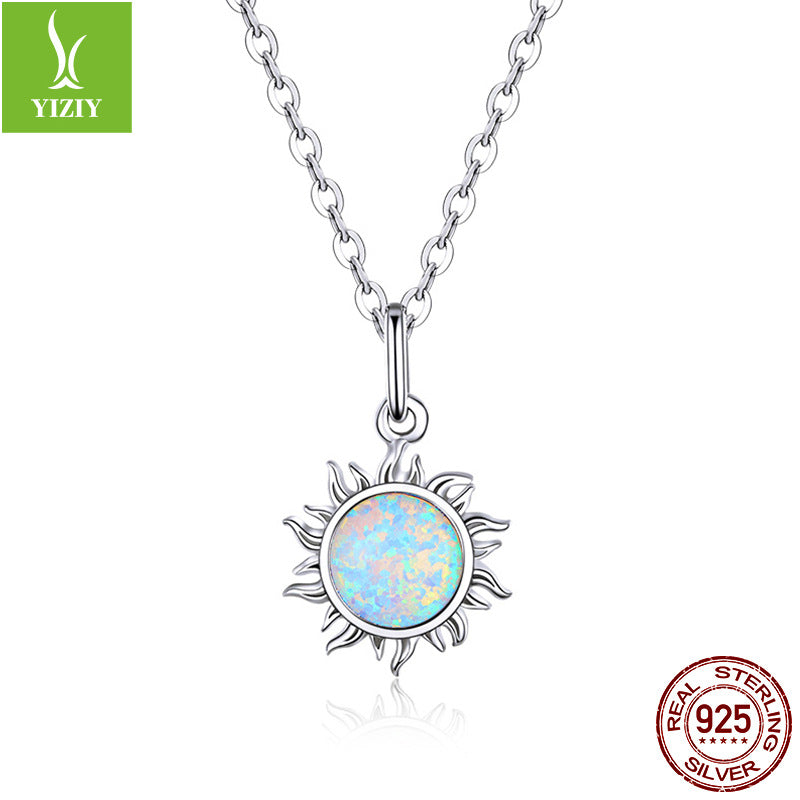 Collar de Plata S925 para Mujer con Colgante de Ópalo