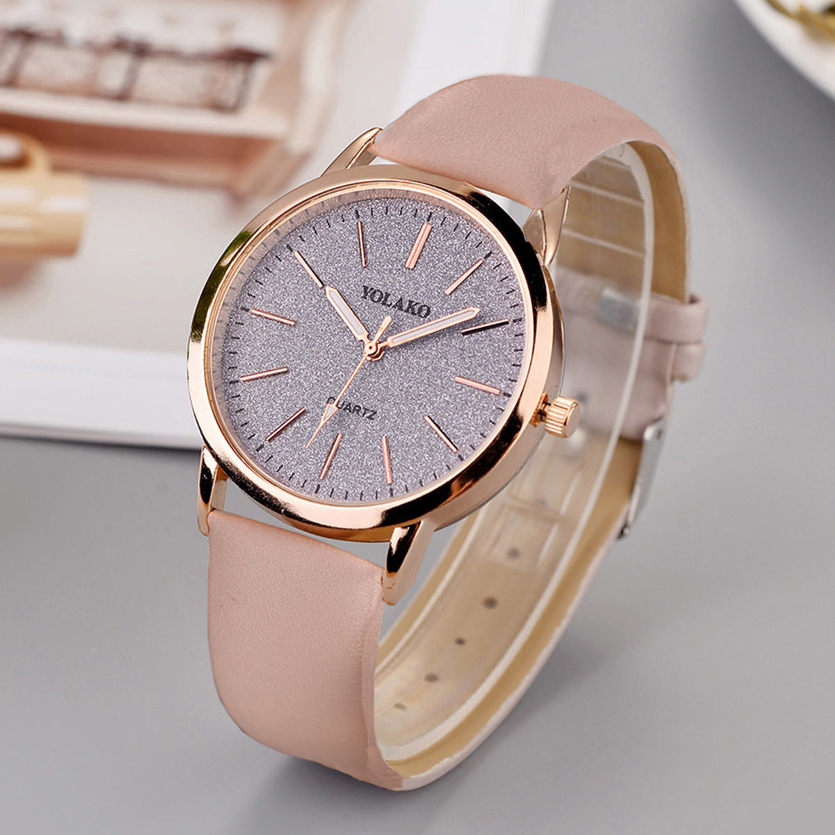 Reloj Pulsera, Reloj con Banda de Cuero, Reloj de Purpurina