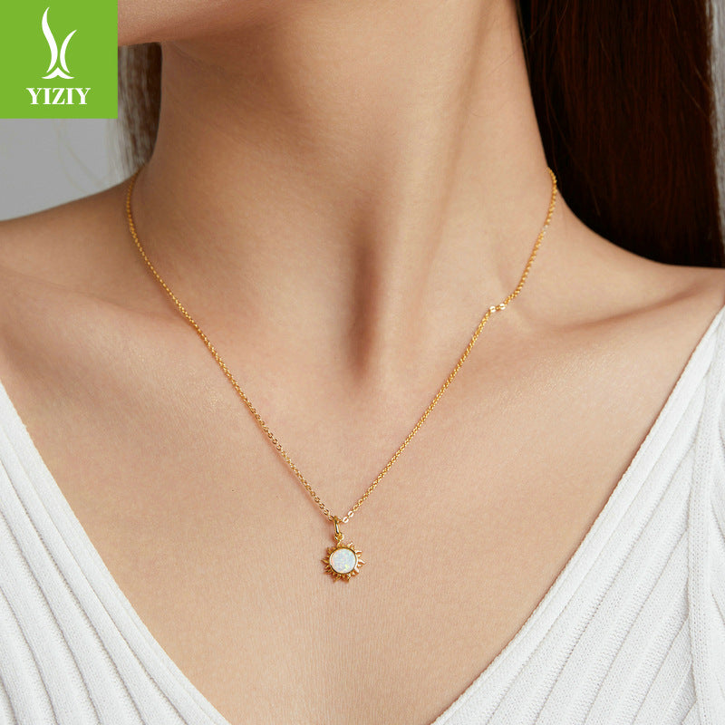 Collar de Plata S925 para Mujer con Colgante de Ópalo